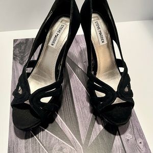 Steve Madden black suede peek toe high heel shoes
